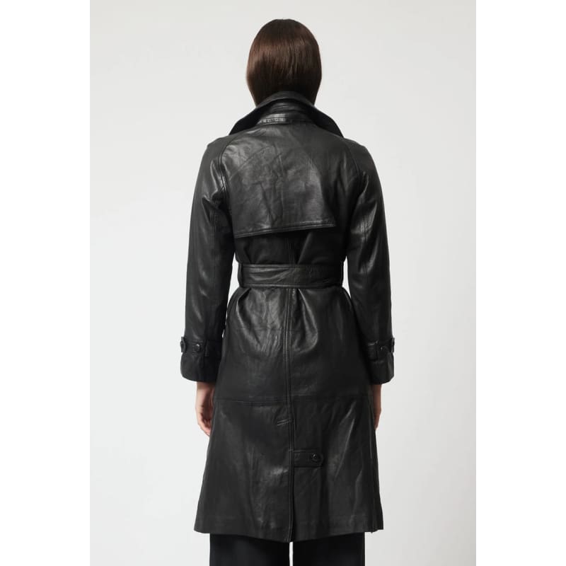 Astra Leather Trench Coat | Black - Jackets