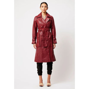 Astra Leather Trench Coat | Scarlet - Jackets