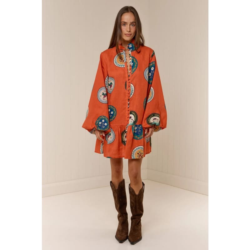 Austin Mini Dress | Orange Plates - Dress