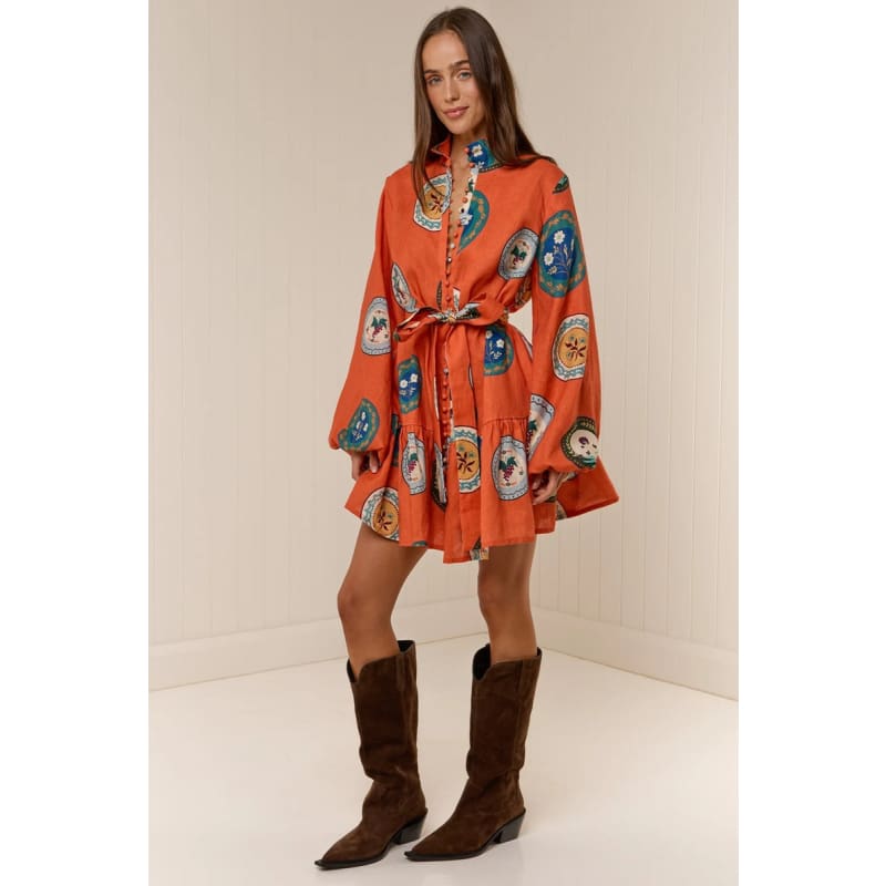 Austin Mini Dress | Orange Plates - Dress