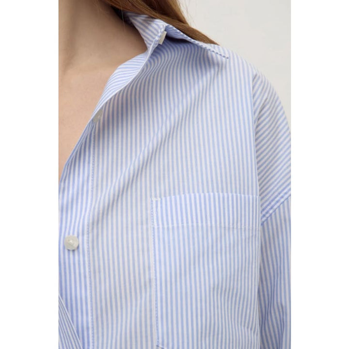 Avoca Stripe Long Sleeve Shirt | Blue & White Stripe - Tops