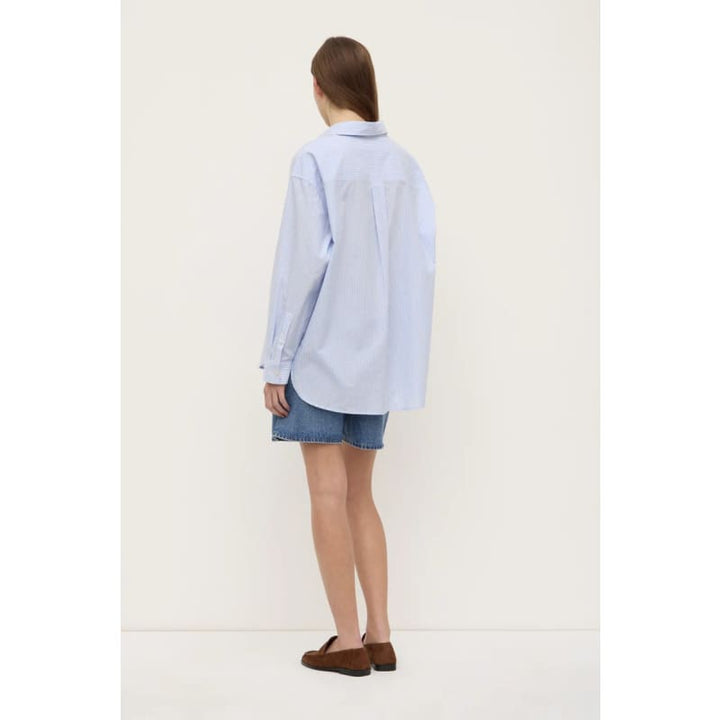 Avoca Stripe Long Sleeve Shirt | Blue & White Stripe - Tops