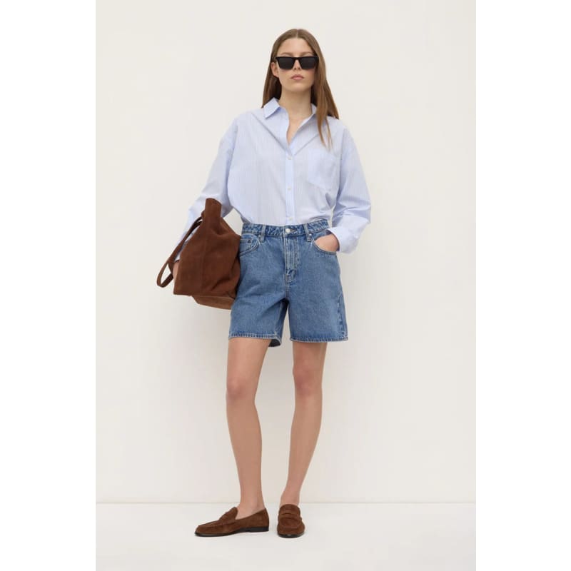Avoca Stripe Long Sleeve Shirt | Blue & White Stripe - Tops
