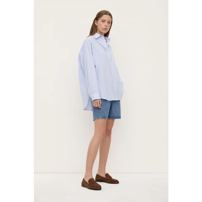 Avoca Stripe Long Sleeve Shirt | Blue & White Stripe - Tops