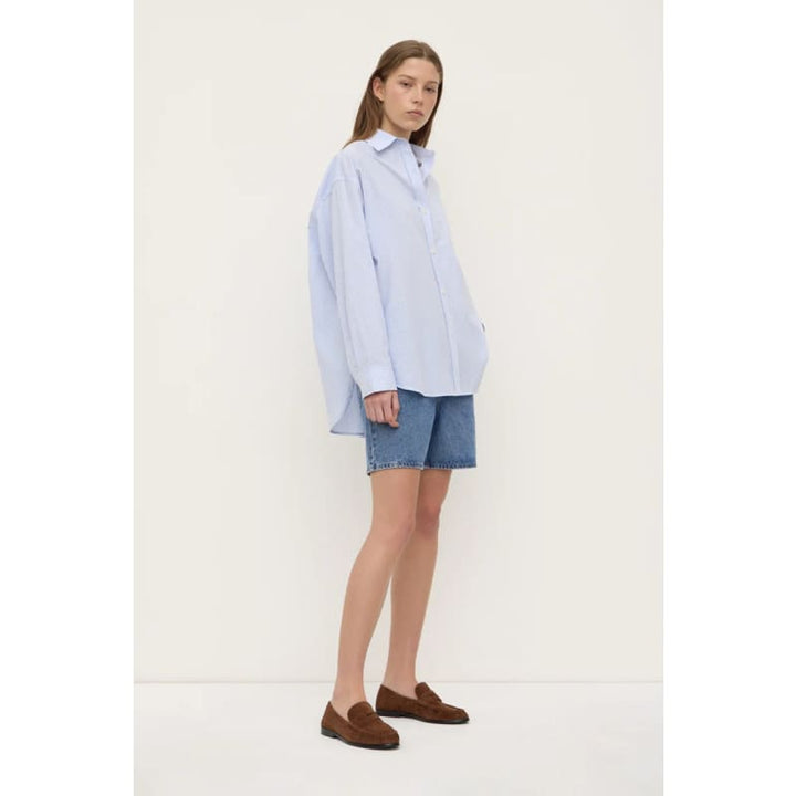 Avoca Stripe Long Sleeve Shirt | Blue & White Stripe - Tops