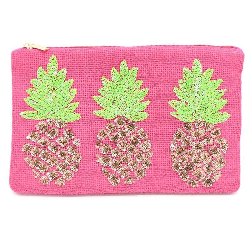 Beaded Pink Pineapple Clutch - Accessories