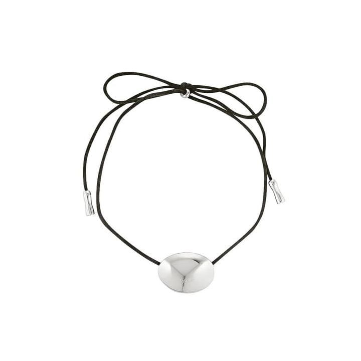 Bean Cord Pendent | Ebony & Silver - Jewellery