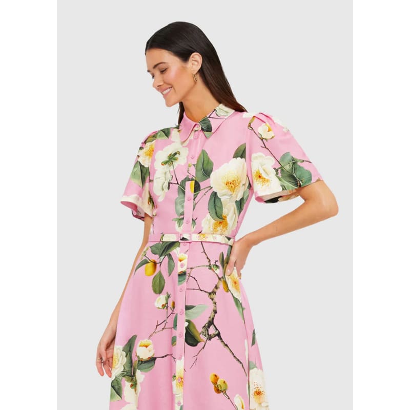 Becca Short Sleeve Midi Dress | Camelia Print - Dress