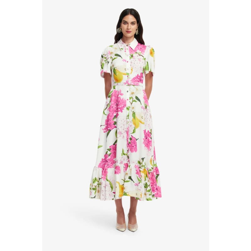 Becca Short Sleeve Midi Dress | Floral Pear Print - Dress