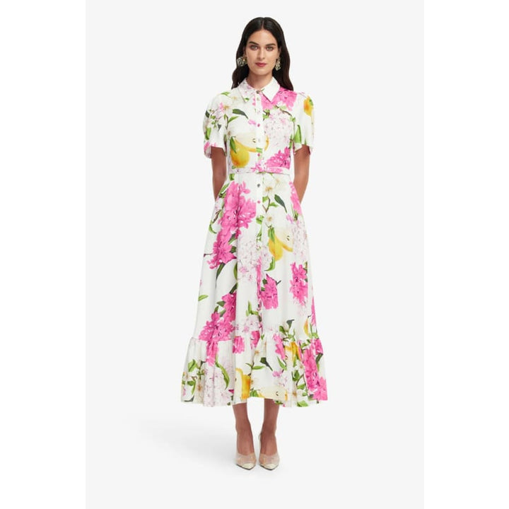 Becca Short Sleeve Midi Dress | Floral Pear Print - Dress