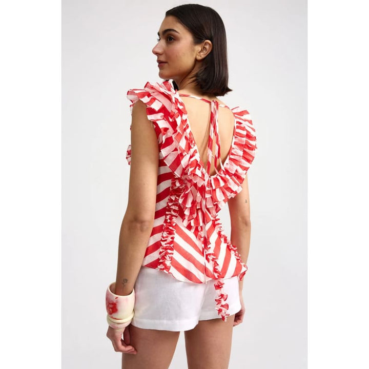 Bianca Top | Ruby Antique Stripe - Tops
