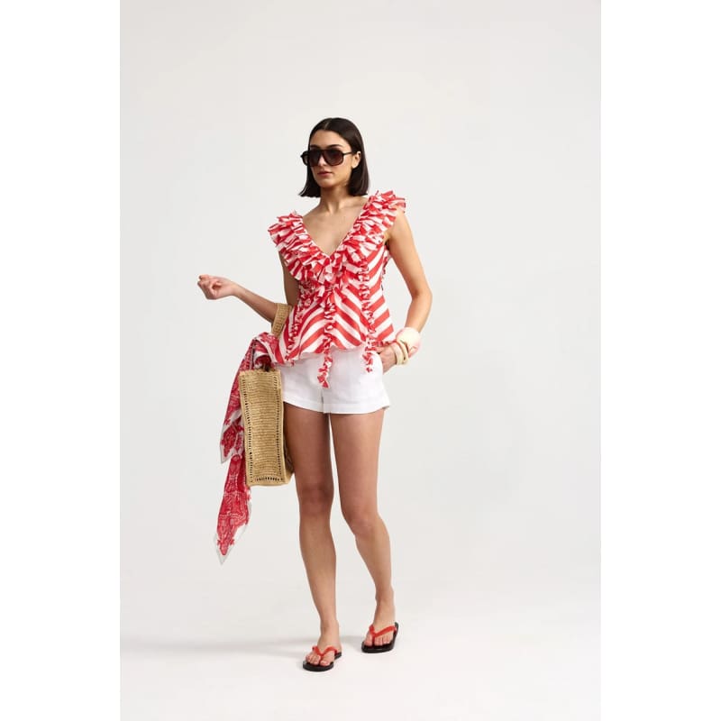 Bianca Top | Ruby Antique Stripe - Tops