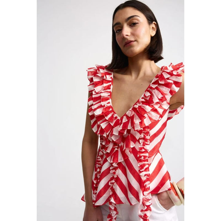 Bianca Top | Ruby Antique Stripe - Tops