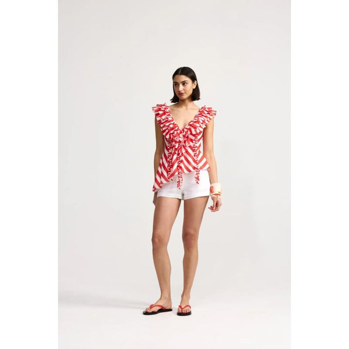 Bianca Top | Ruby Antique Stripe - Tops