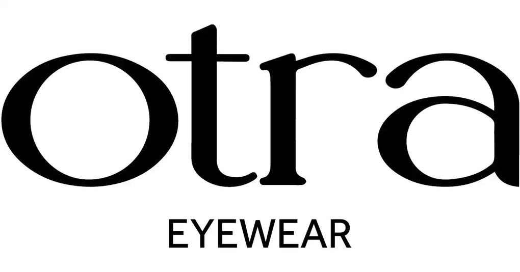 Black otra eyewear logo on white background.