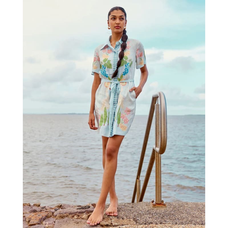 Boat Days Mini Shirt Dress | Swan Lake - Dress