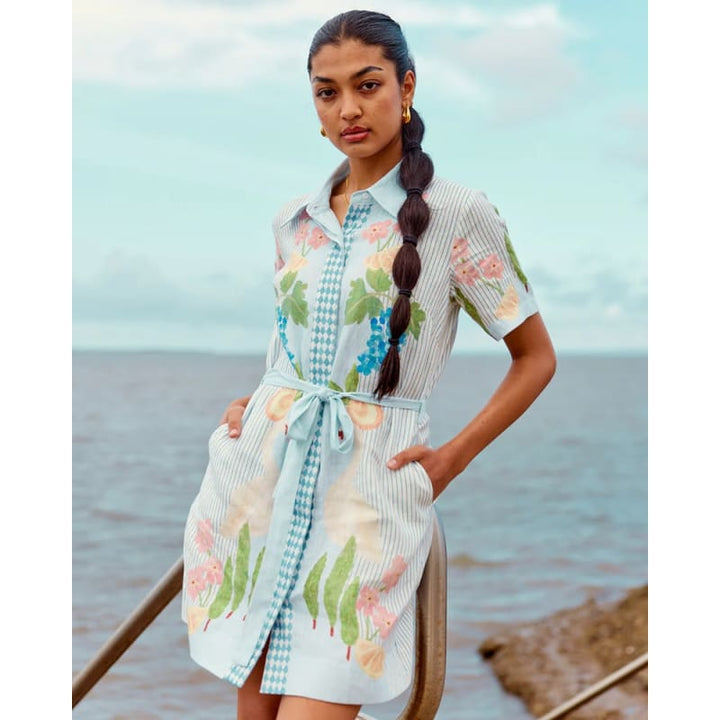 Boat Days Mini Shirt Dress | Swan Lake - Dress