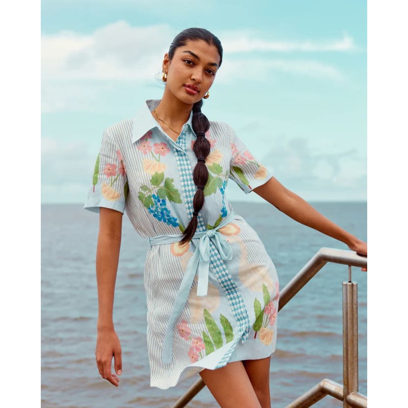 Boat Days Mini Shirt Dress | Swan Lake - Dress