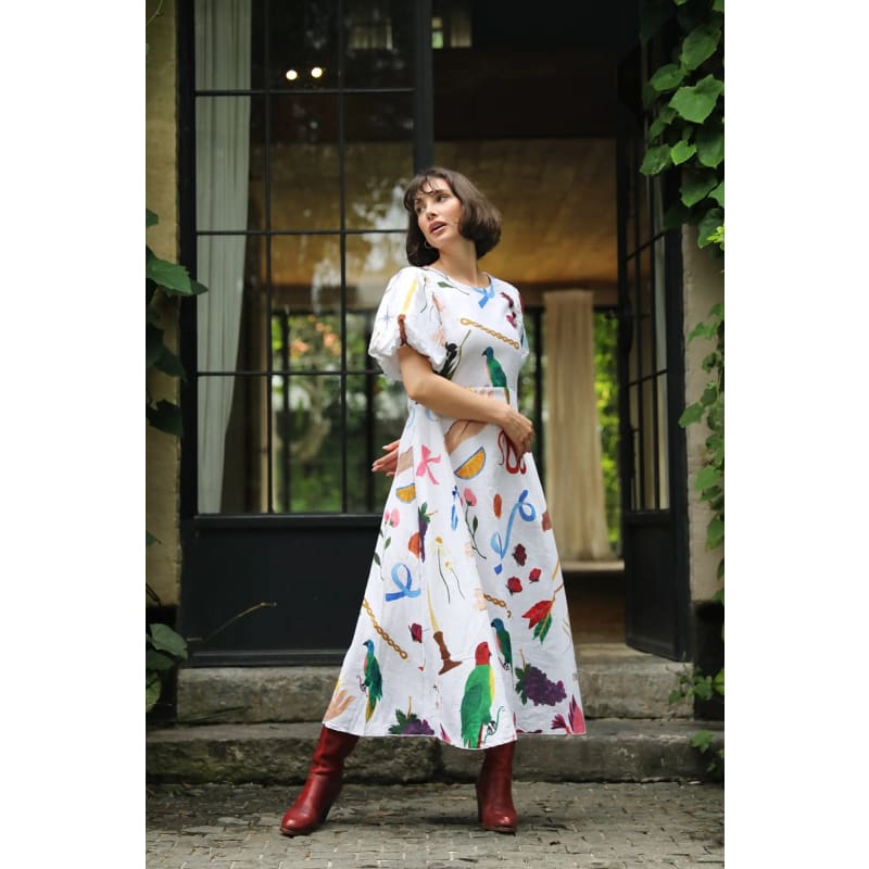 Boheme Linen Midi Dress | White - Dress