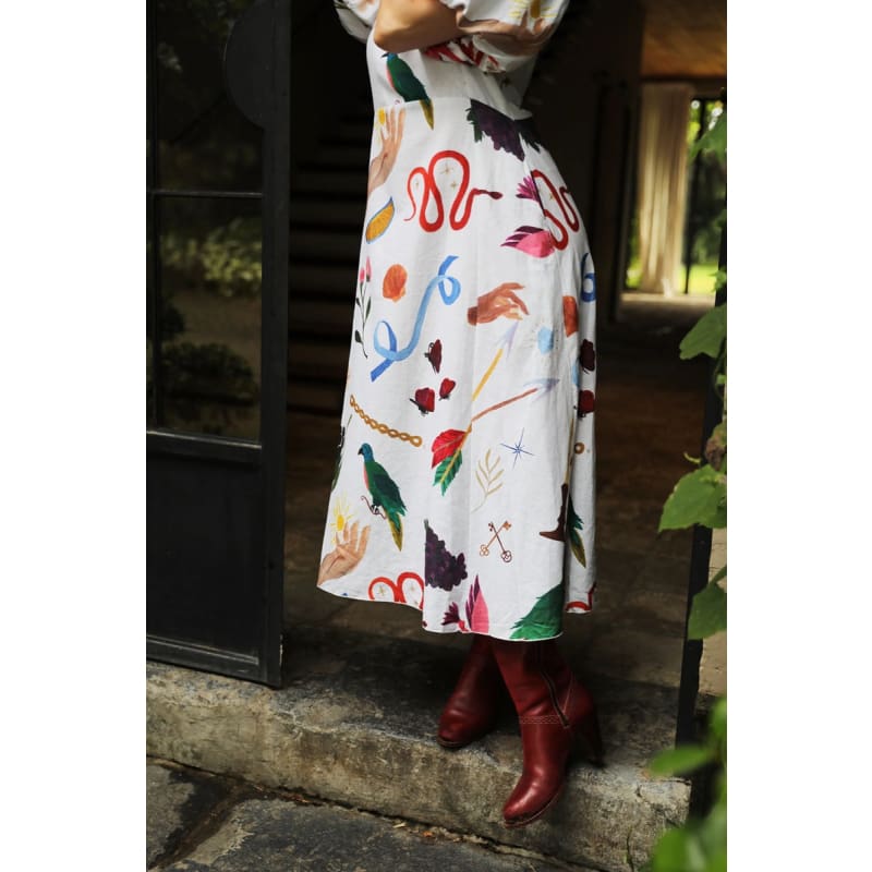 Boheme Linen Midi Dress | White - Dress