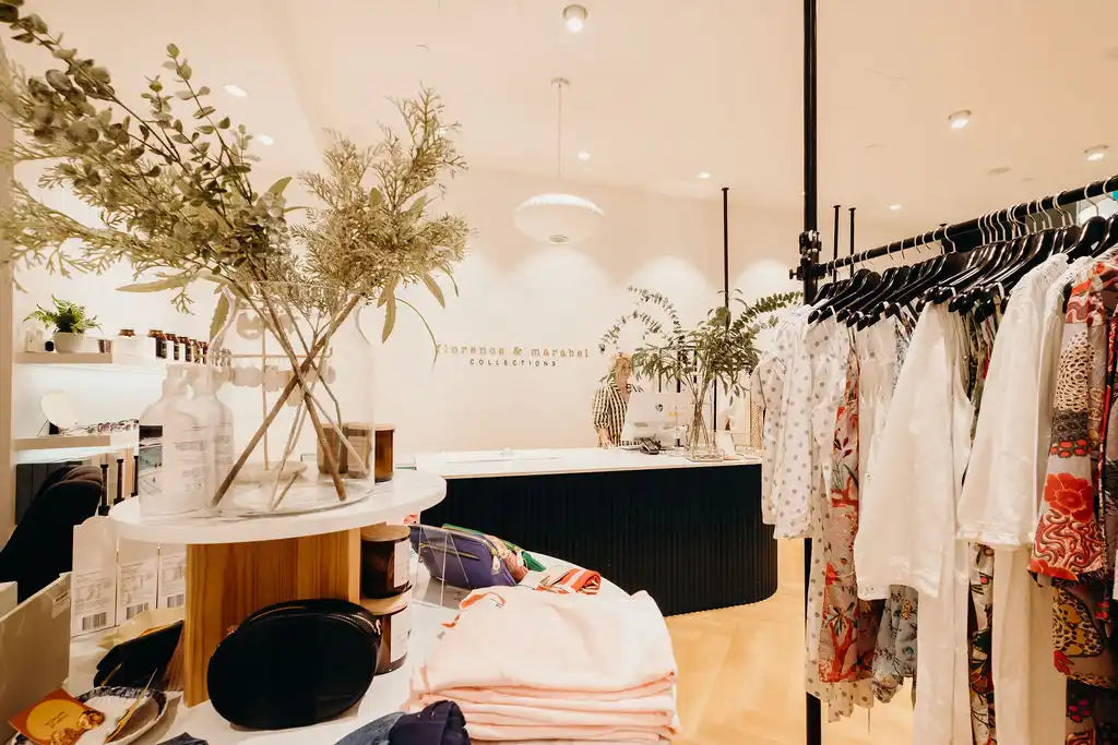 Boutique clothing store interior.