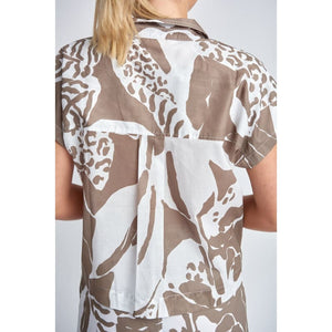 Boxy Cropped Shirt | Twig Jungle Print - Tops