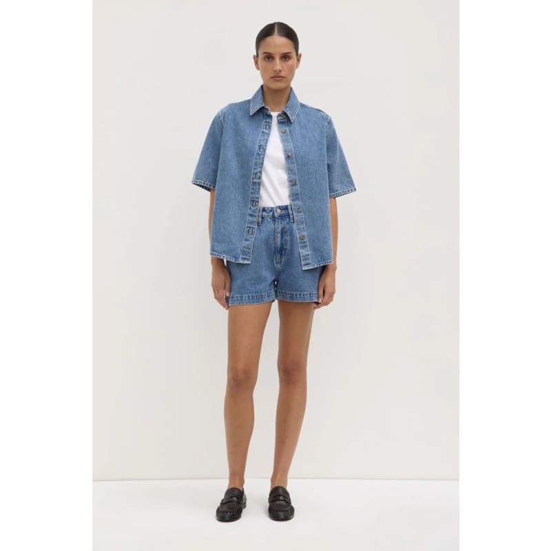 Boxy Denim Short | Dark Stone - Bottoms