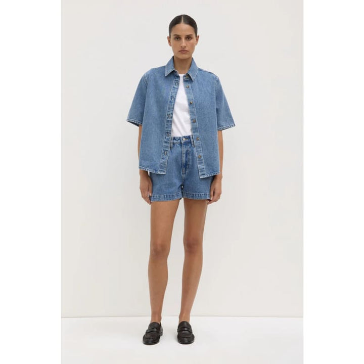 Boxy Denim Short | Dark Stone - Bottoms