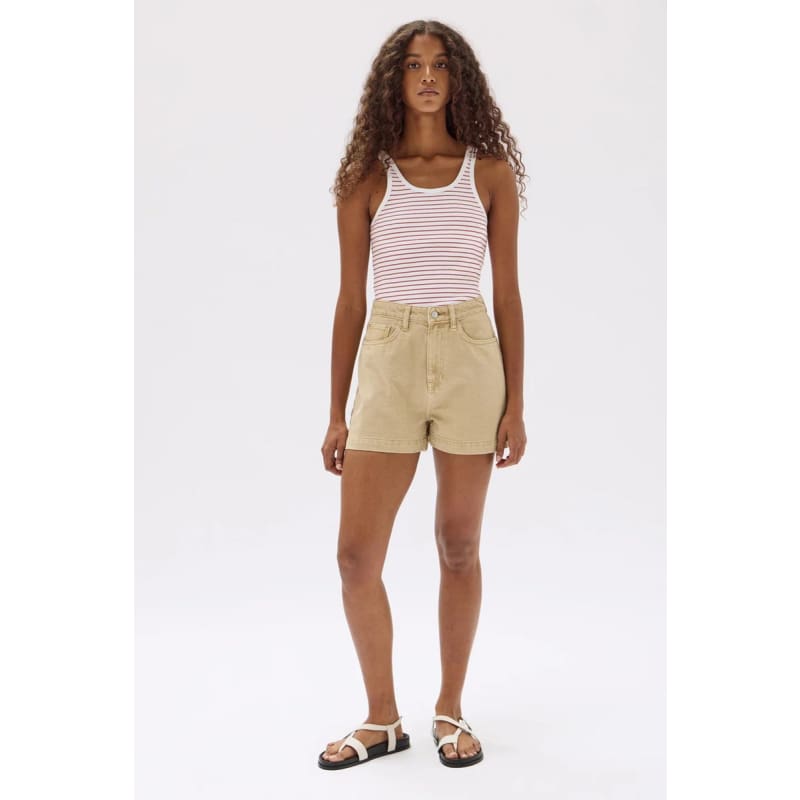 Boxy Denim Short | Tan - Bottoms