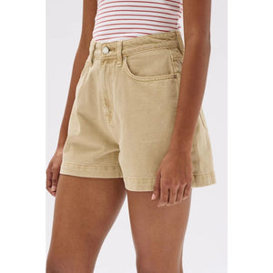 Boxy Denim Short | Tan - Bottoms