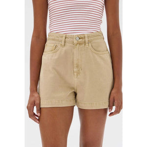 Boxy Denim Short | Tan - Bottoms