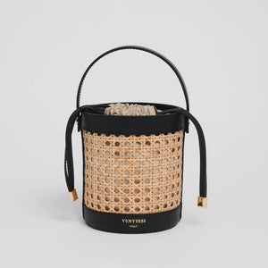 Brittany Rattan Bucket Bag | Black - Accessories