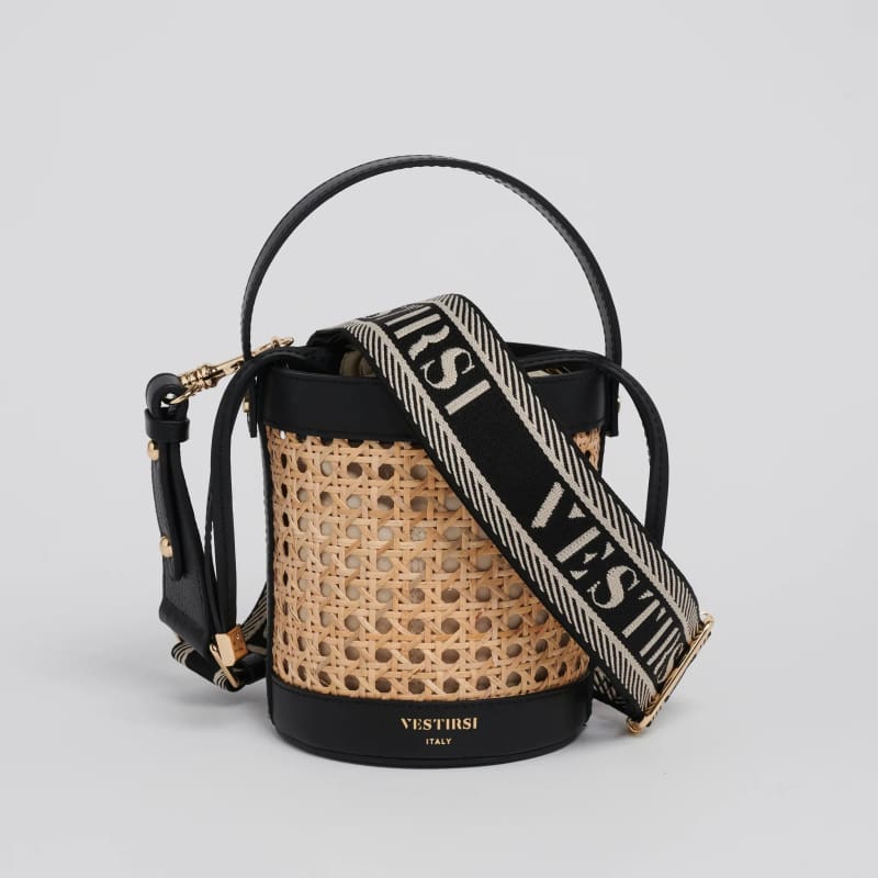 Brittany Rattan Bucket Bag | Black - Accessories