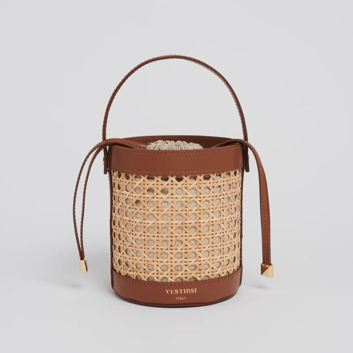 Brittney Rattan Bucket Bag | Tan - Accessories