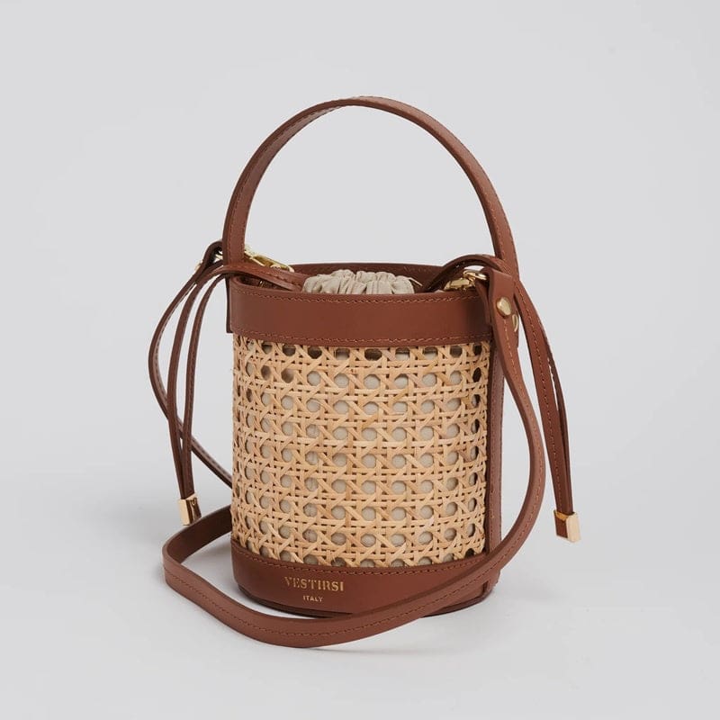 Brittney Rattan Bucket Bag | Tan - Accessories