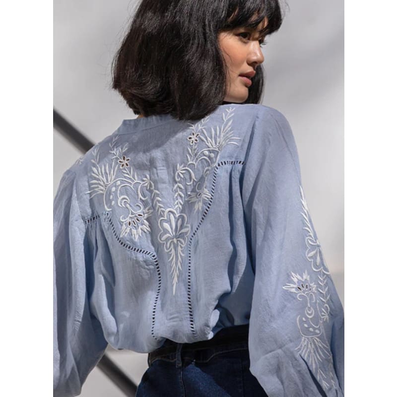 Broderie Blouse | Ice Blue - Tops