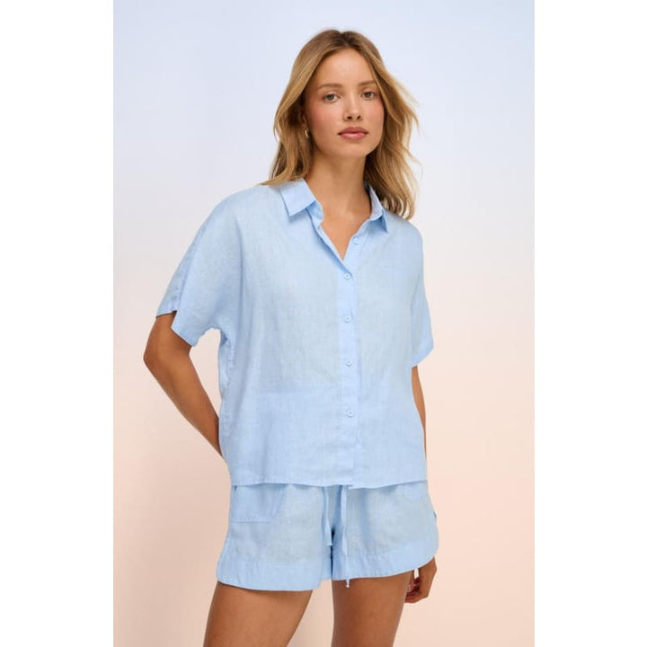 Bronte Linen Shirt | Blue - Tops