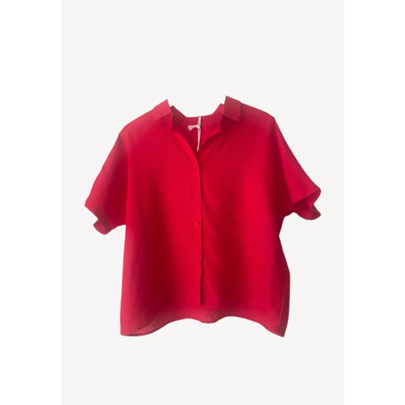 Bronte Linen Shirt | Red - Tops