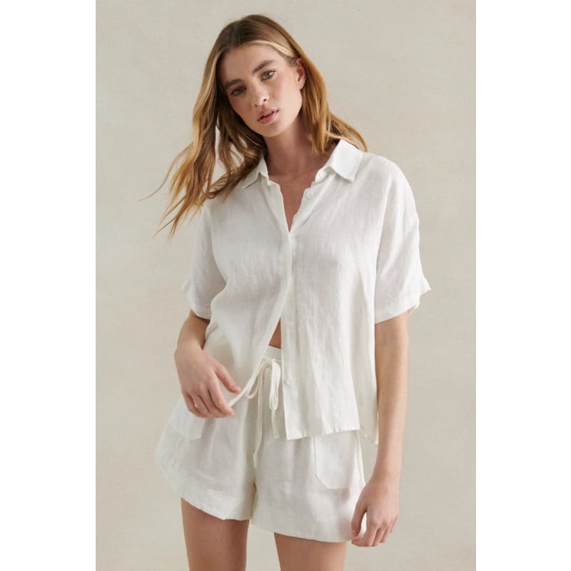 Bronte Linen Shirt | White - Tops