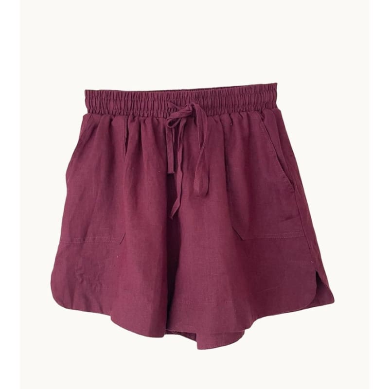 Bronte Linen Short | Plum - Bottoms