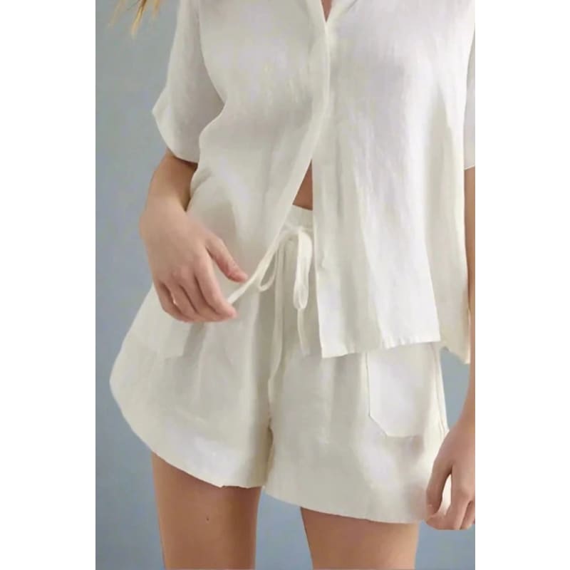 Bronte Linen Short | White - Bottoms