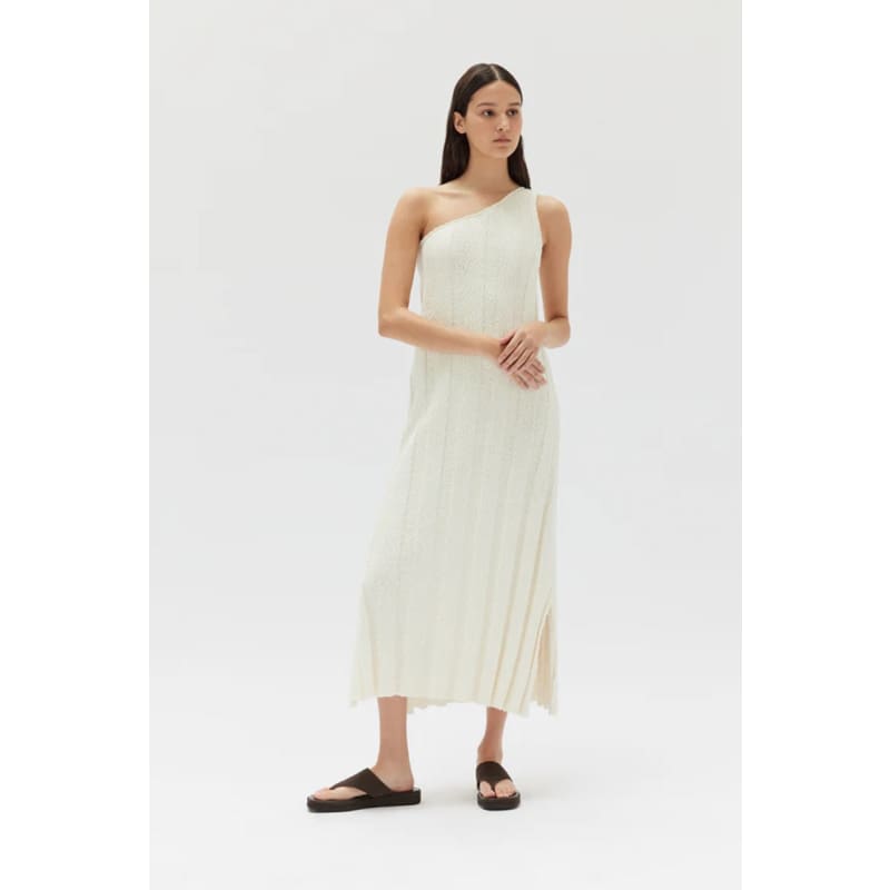 Caitlin Rib Knit Midi Dress | Antique White - Dress