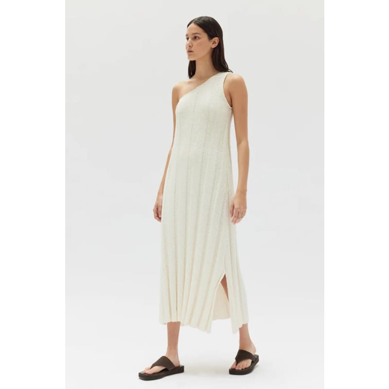 Caitlin Rib Knit Midi Dress | Antique White - Dress