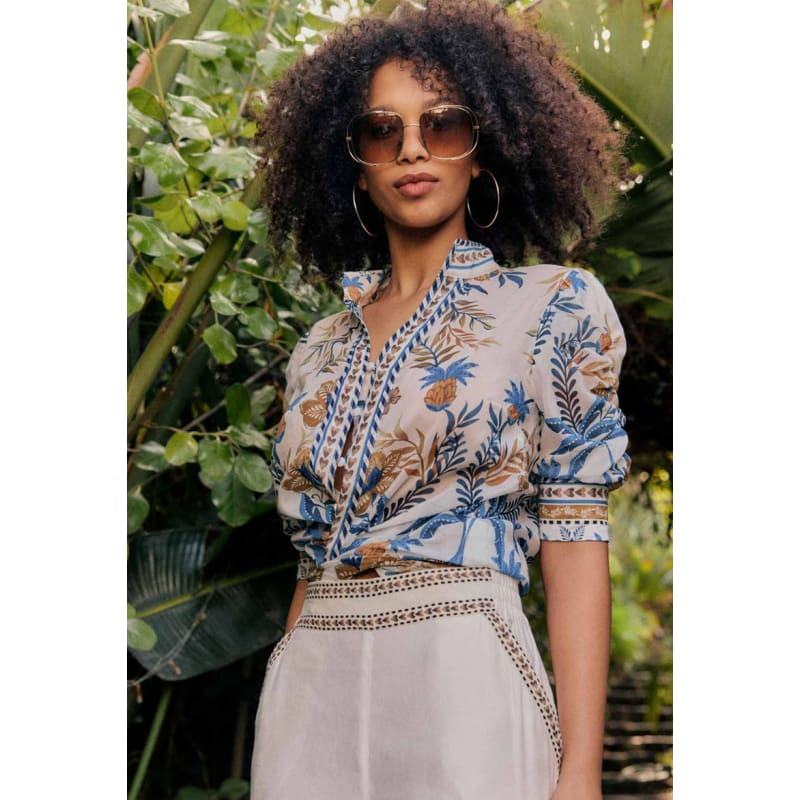 Calantha Silk Cotton Shirt | Golden Medina - Tops
