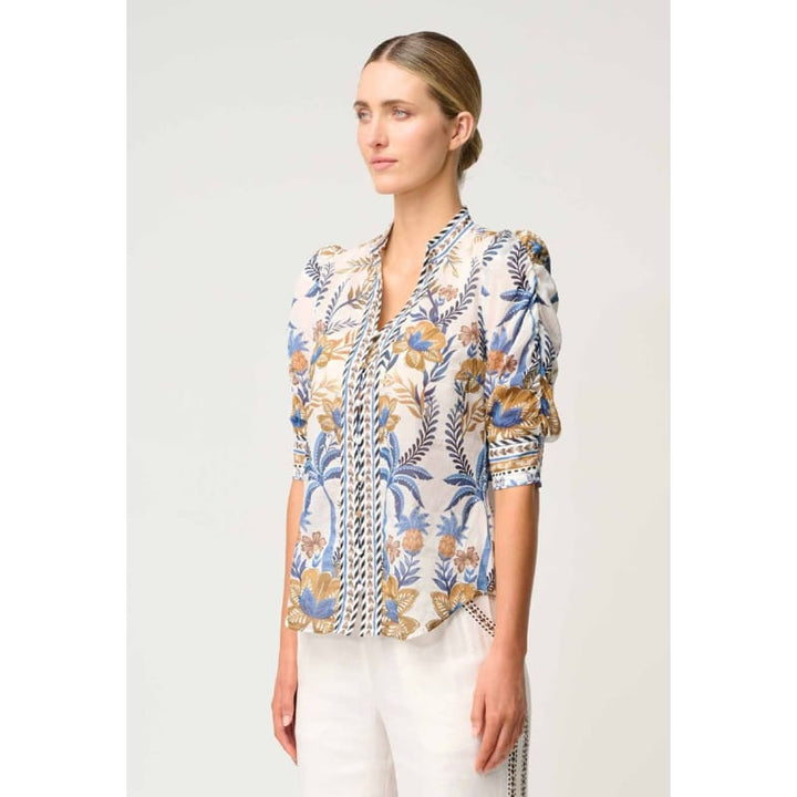 Calantha Silk Cotton Shirt | Golden Medina - Tops