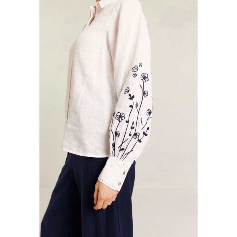 Calla Shirt | White & Navy - Tops