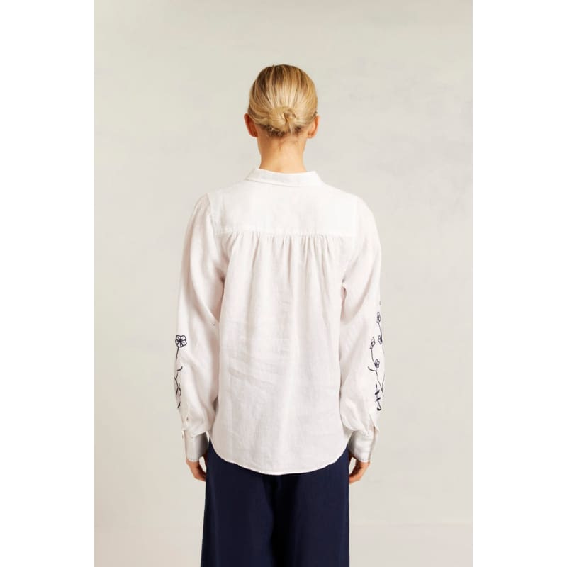 Calla Shirt | White & Navy - Tops