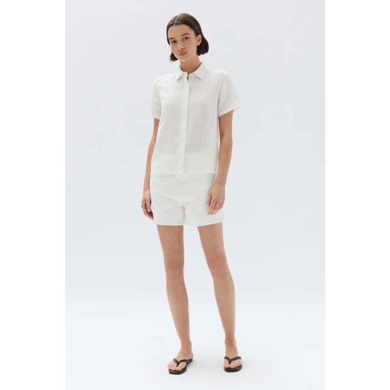 Calliope Short Sleeve Shirt | White - Tops