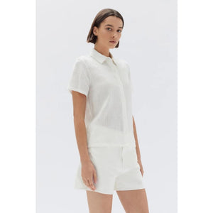 Calliope Short Sleeve Shirt | White - Tops