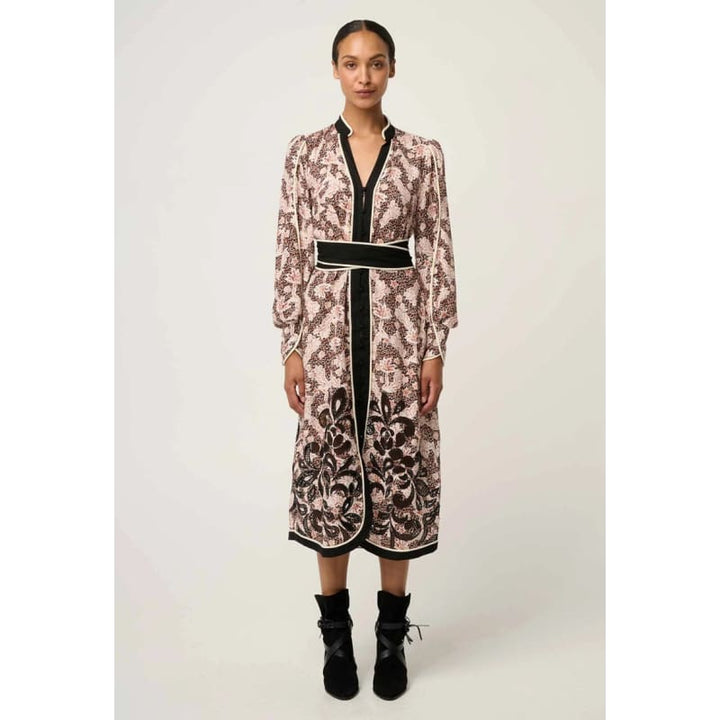 Camille Viscose Linen Embroidered Dress | Russet Palm - Dress